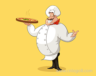 比萨厨师卡通形象标志